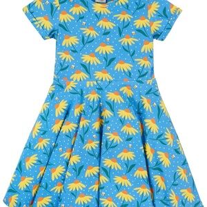 Frugi Yellow Daisy Floral Twirl Dress Sz 6-7